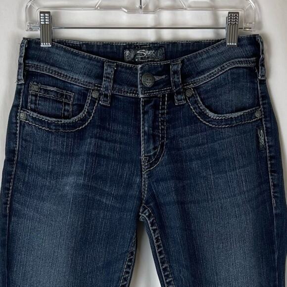 Silver Suki Surplus Boho Hippie Festival Low Rise Boot Cut Jeans Size 28 - Picture 3 of 10